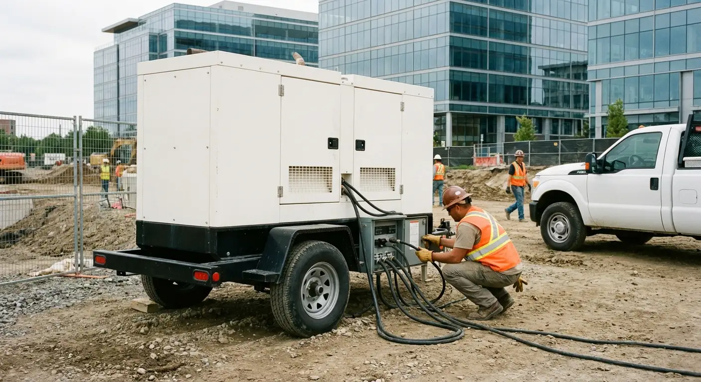 Commercial generator rental equipment at a construction site in Grand Junction