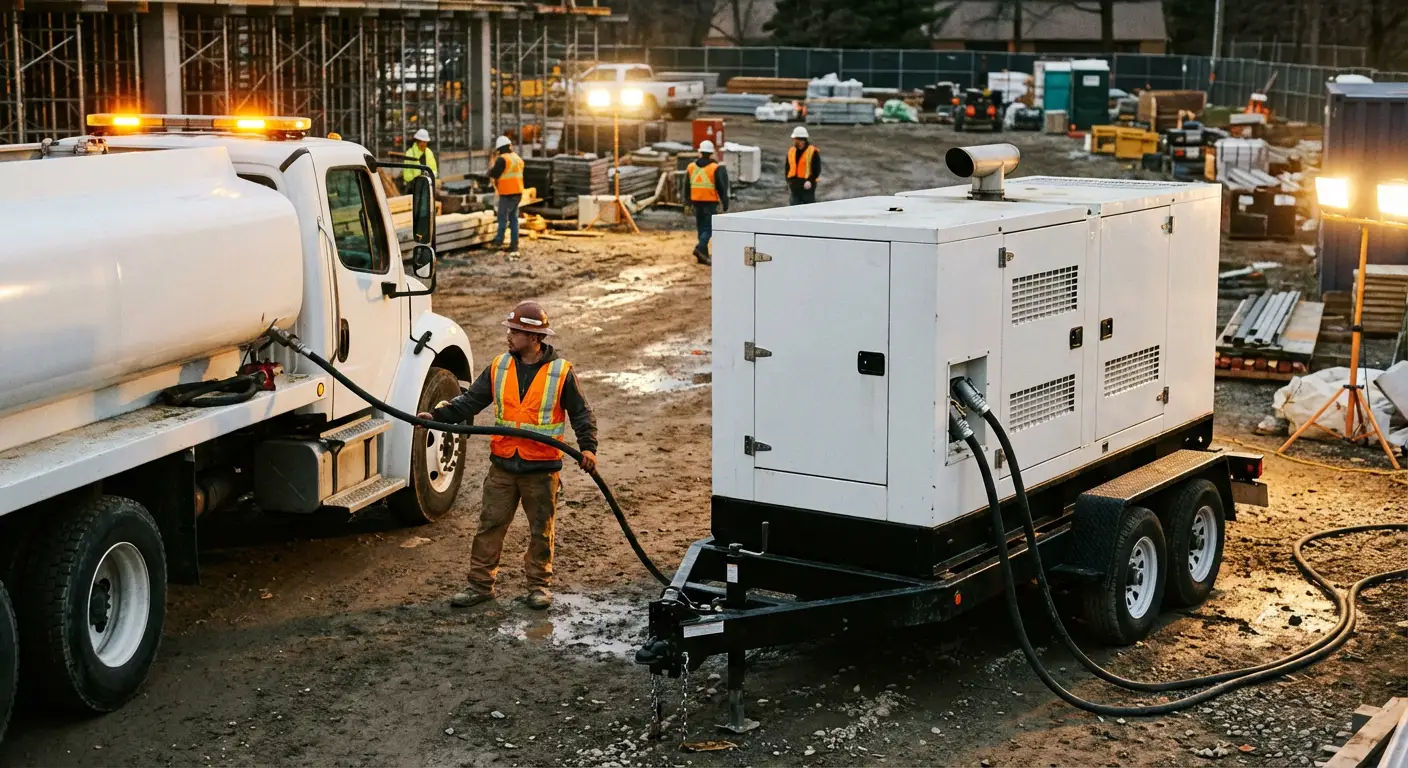 Mobile diesel fueling truck servicing a commercial generator in Grand Junction, CO